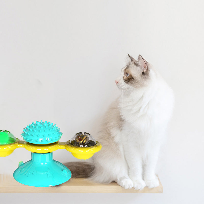 Multi-Function Cat Rotating Windmill Itch/ Scratching/ Teeth Shining Toy