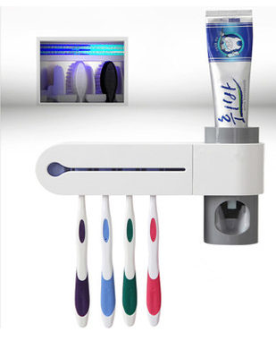 2-in-1 UV Disinfection Toothbrush Holder & Automatic Toothpaste Dispenser