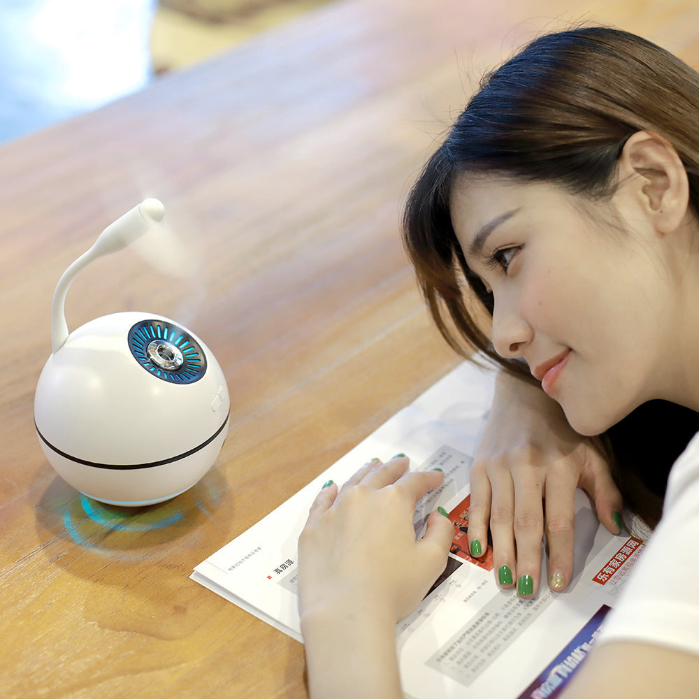 Rechargeable 2000mA Built-in Lithium Battery Mini Ultrasonic Aroma Humidifier Diffuser with LED Light Fan