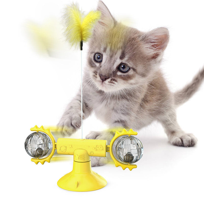 Multi-Function Cat Rotating Windmill Itch/ Scratching/ Teeth Shining Toy