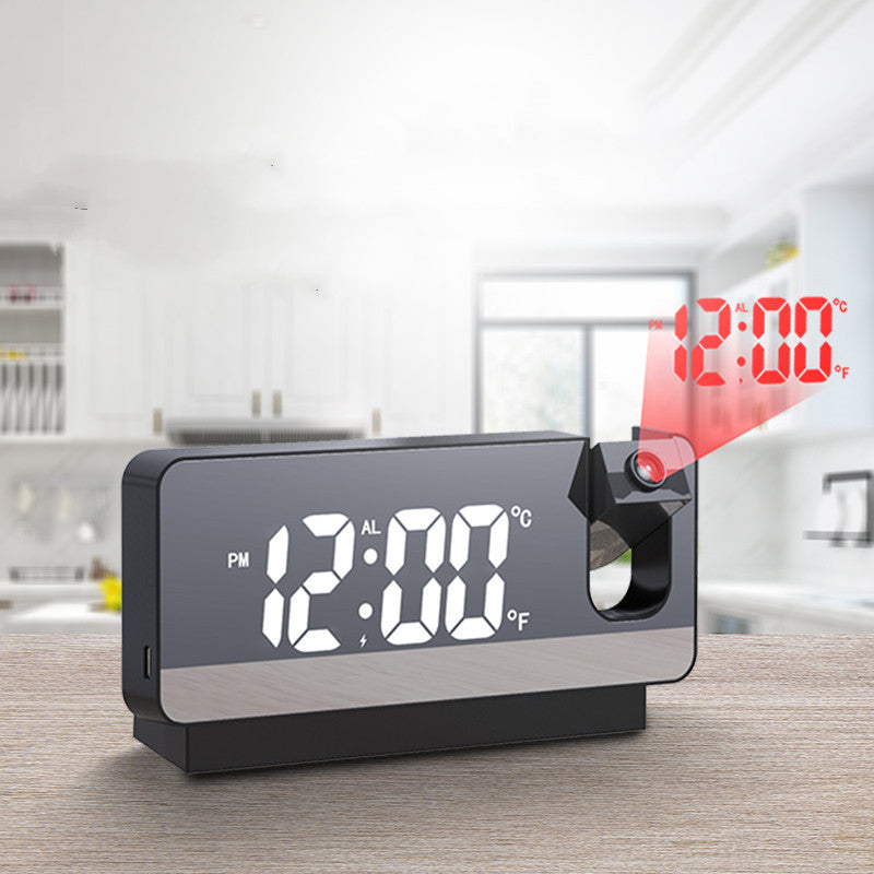 3D Projection Alarm Clock LED Mirror Clock Display With Snooze Function