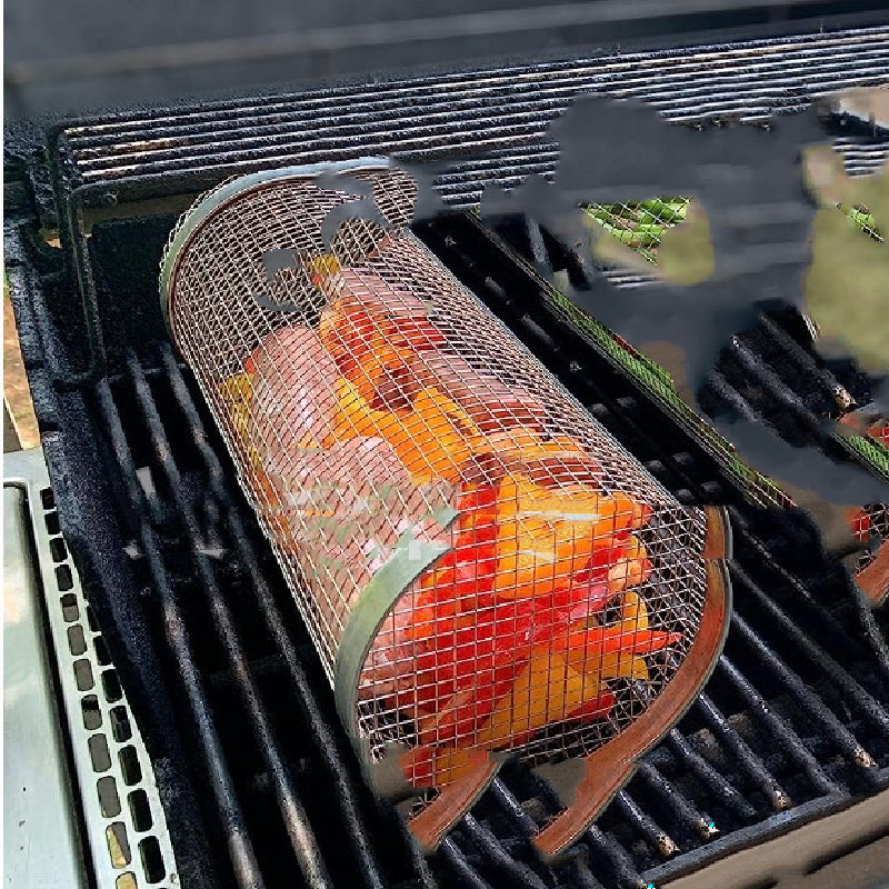 Rolling Grilling Metal BBQ Basket