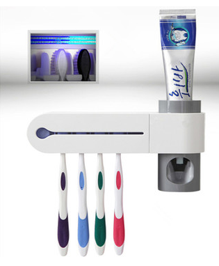 2-in-1 UV Disinfection Toothbrush Holder & Automatic Toothpaste Dispenser