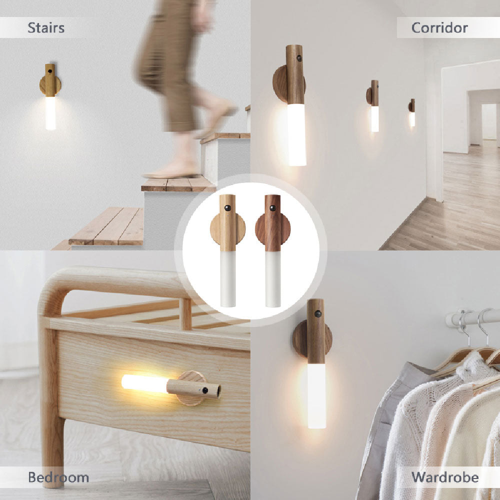 Wireless Auto LED USB Rechargeable Magnetic Wood Sensor Activated Night Light