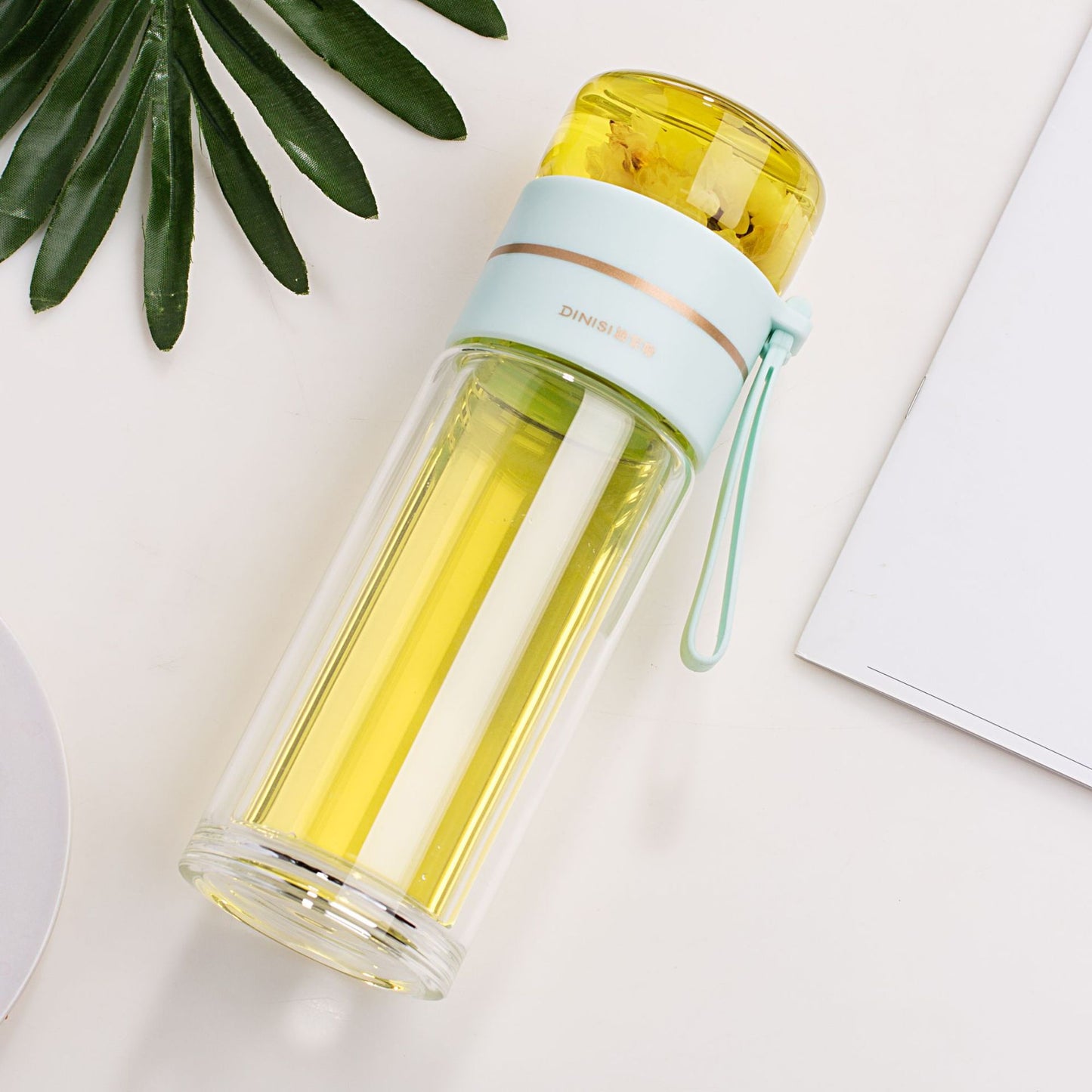 Leakproof Double Glass Water Bottle With Tea Infuser Filter