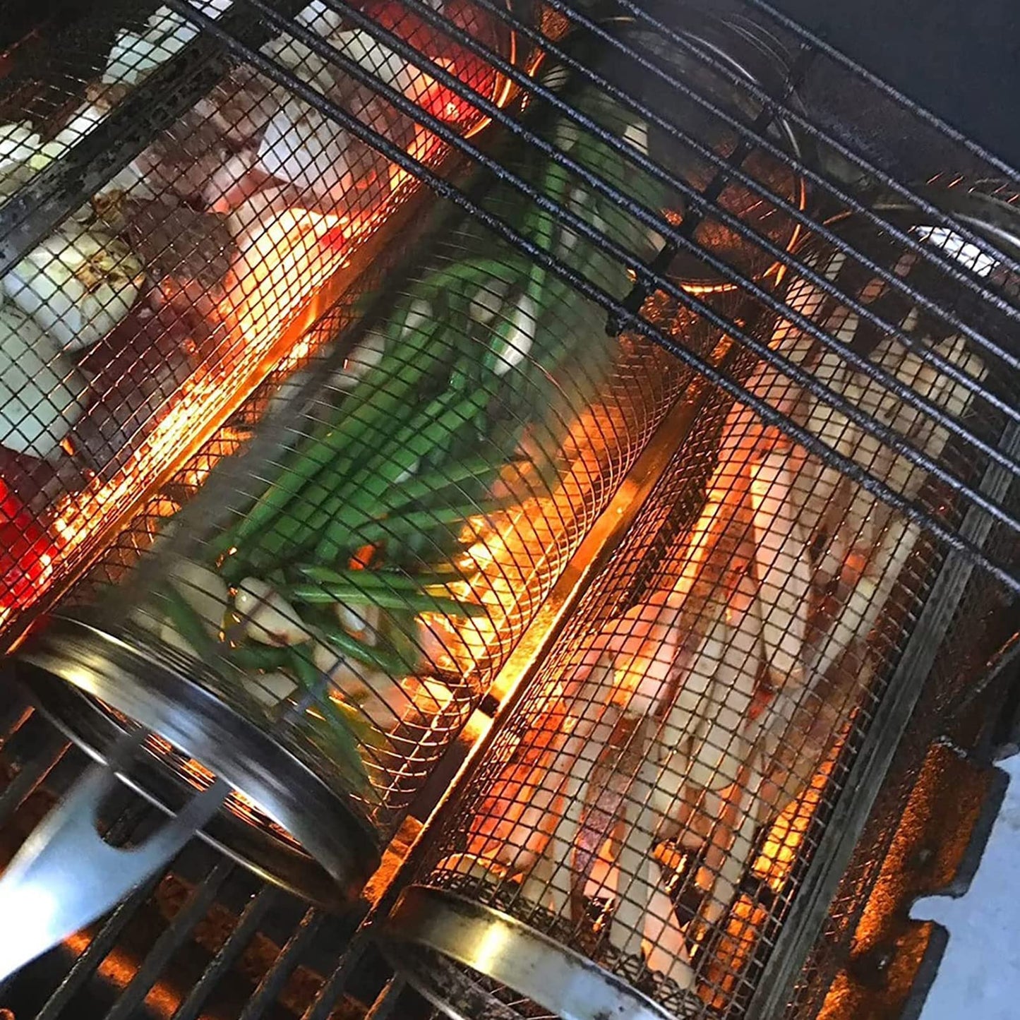 Rolling Grilling Metal BBQ Basket