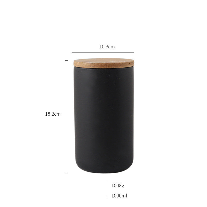 Ceramic Storage Jar With Wooden Lid