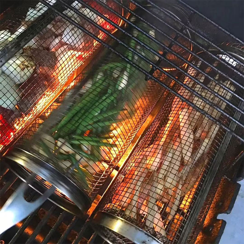 Rolling Grilling Metal BBQ Basket