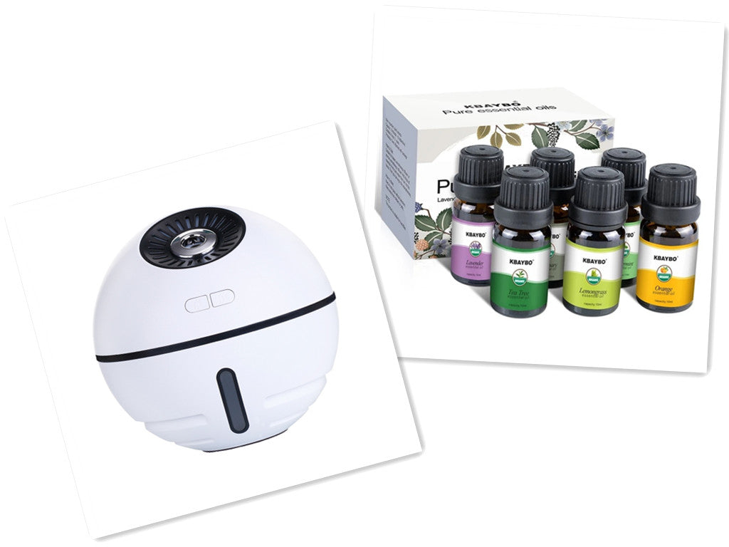 Rechargeable 2000mA Built-in Lithium Battery Mini Ultrasonic Aroma Humidifier Diffuser with LED Light Fan