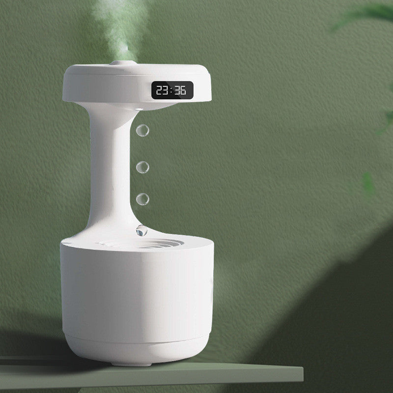 Bedroom Anti-Gravity Humidifier With Clock & Water Drop Backflow Aroma Diffuser