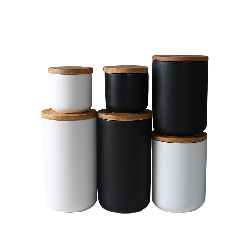 Ceramic Storage Jar With Wooden Lid