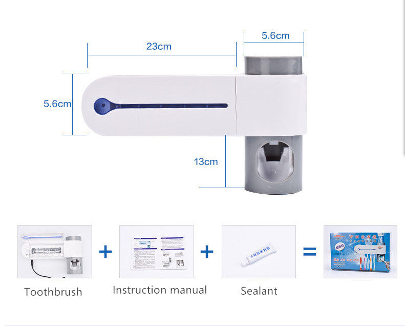 2-in-1 UV Disinfection Toothbrush Holder & Automatic Toothpaste Dispenser