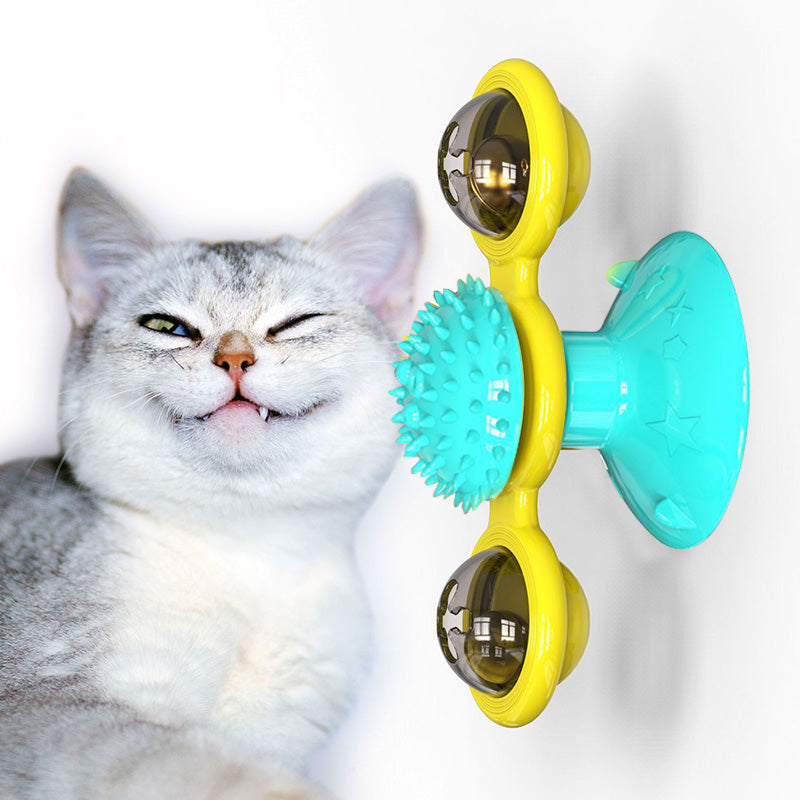 Multi-Function Cat Rotating Windmill Itch/ Scratching/ Teeth Shining Toy