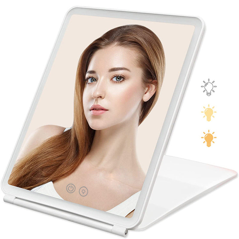 Rechargeable Clamshell Flat Foldable Mirror With Light