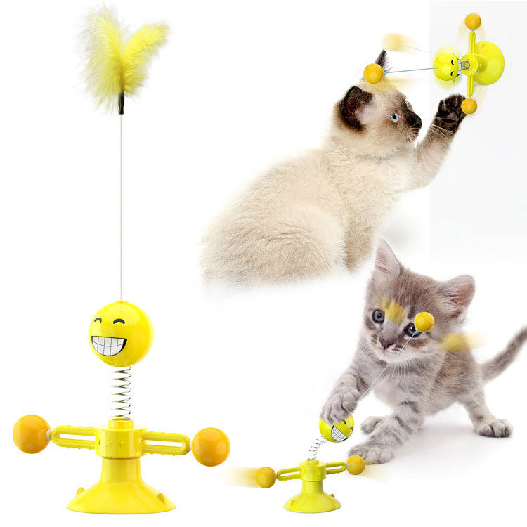 Multi-Function Cat Rotating Windmill Itch/ Scratching/ Teeth Shining Toy