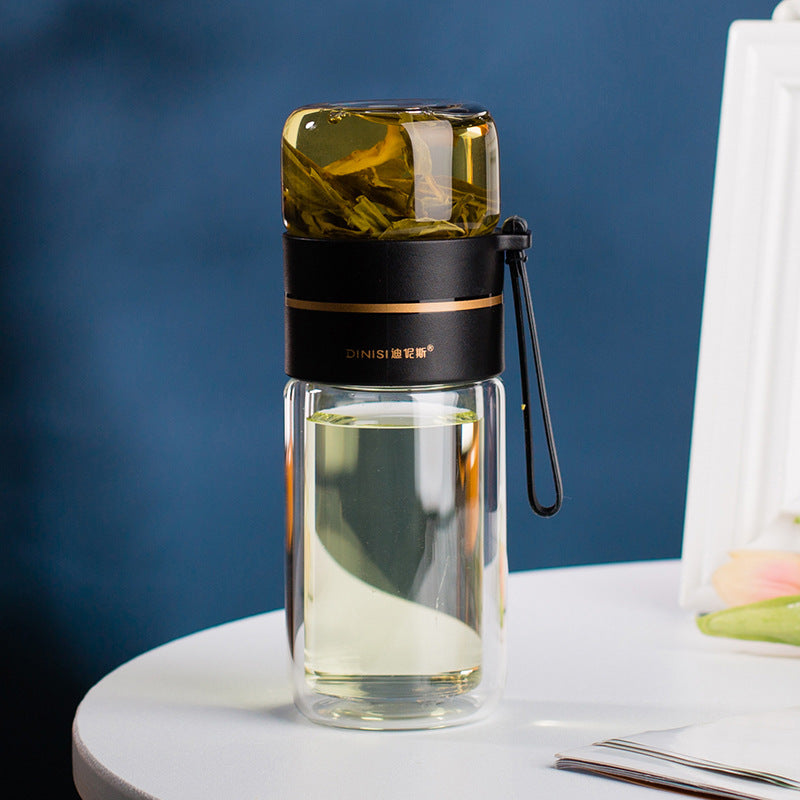 Leakproof Double Glass Water Bottle With Tea Infuser Filter