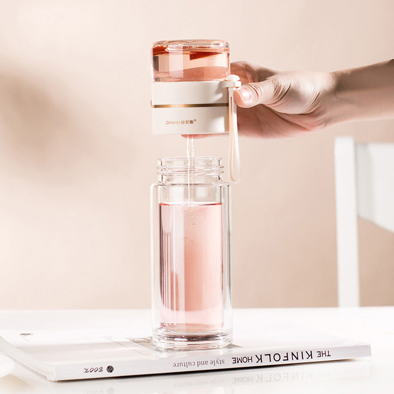 Leakproof Double Glass Water Bottle With Tea Infuser Filter