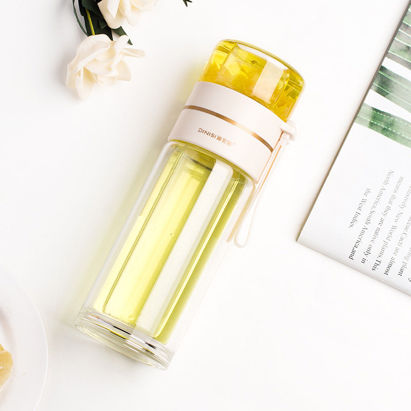 Leakproof Double Glass Water Bottle With Tea Infuser Filter