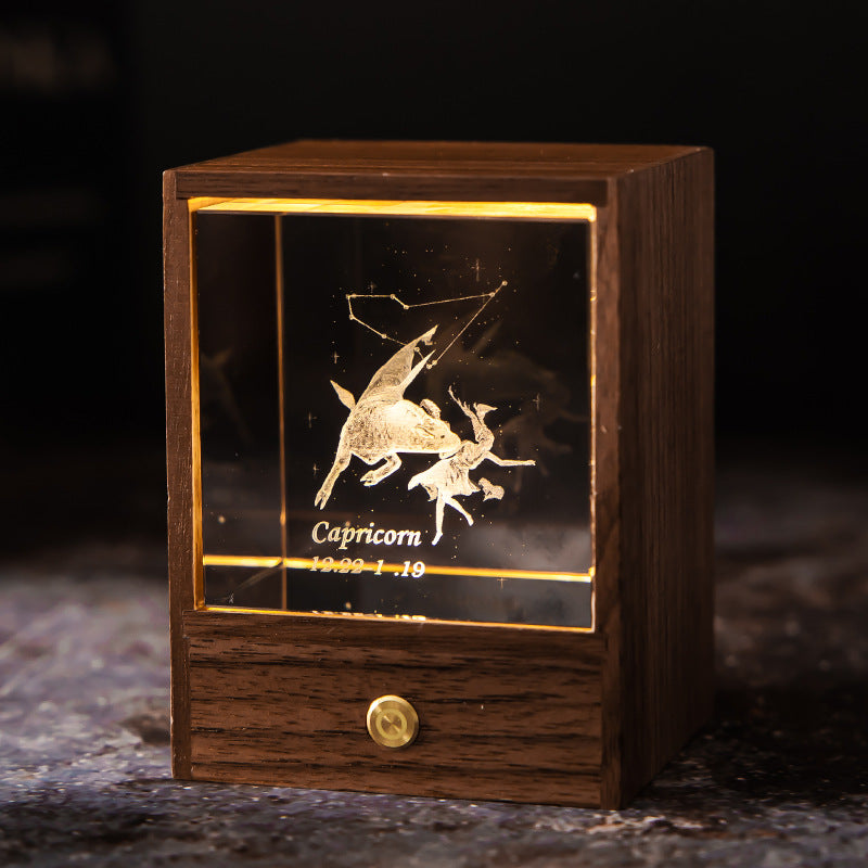 Astrological Signs Crystal LED USB Power Table Lamp