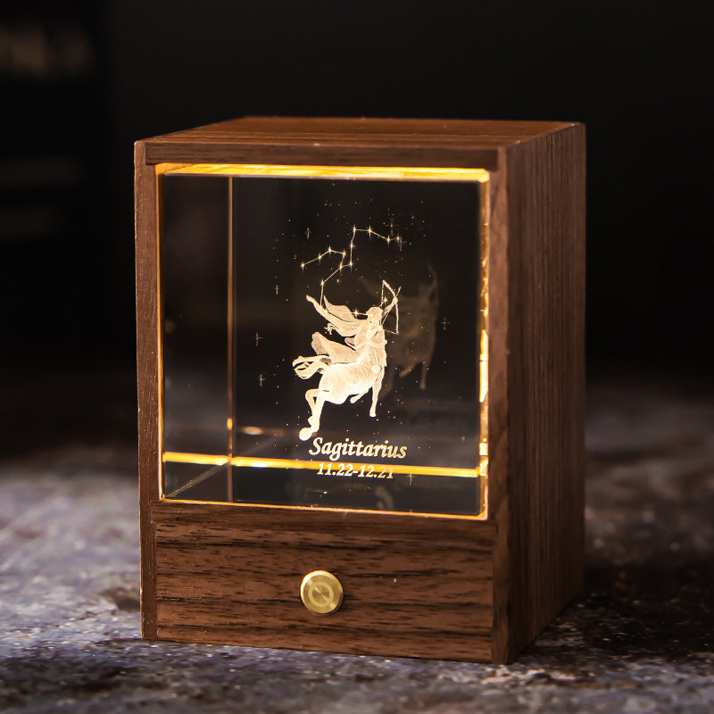 Astrological Signs Crystal LED USB Power Table Lamp