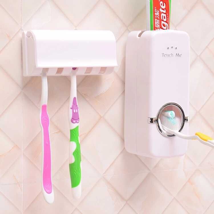 Toothpaste Dispenser With Toothbrush Holder