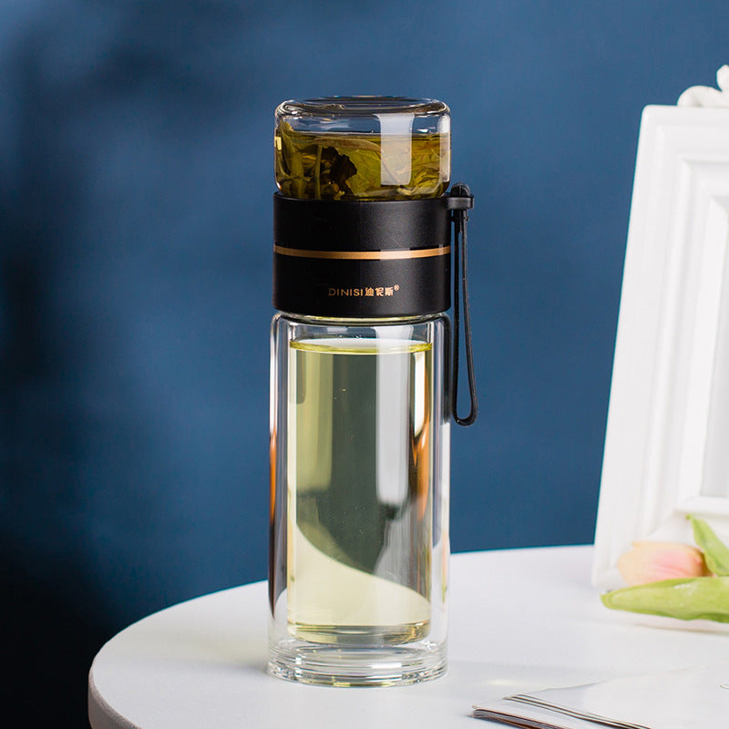 Leakproof Double Glass Water Bottle With Tea Infuser Filter
