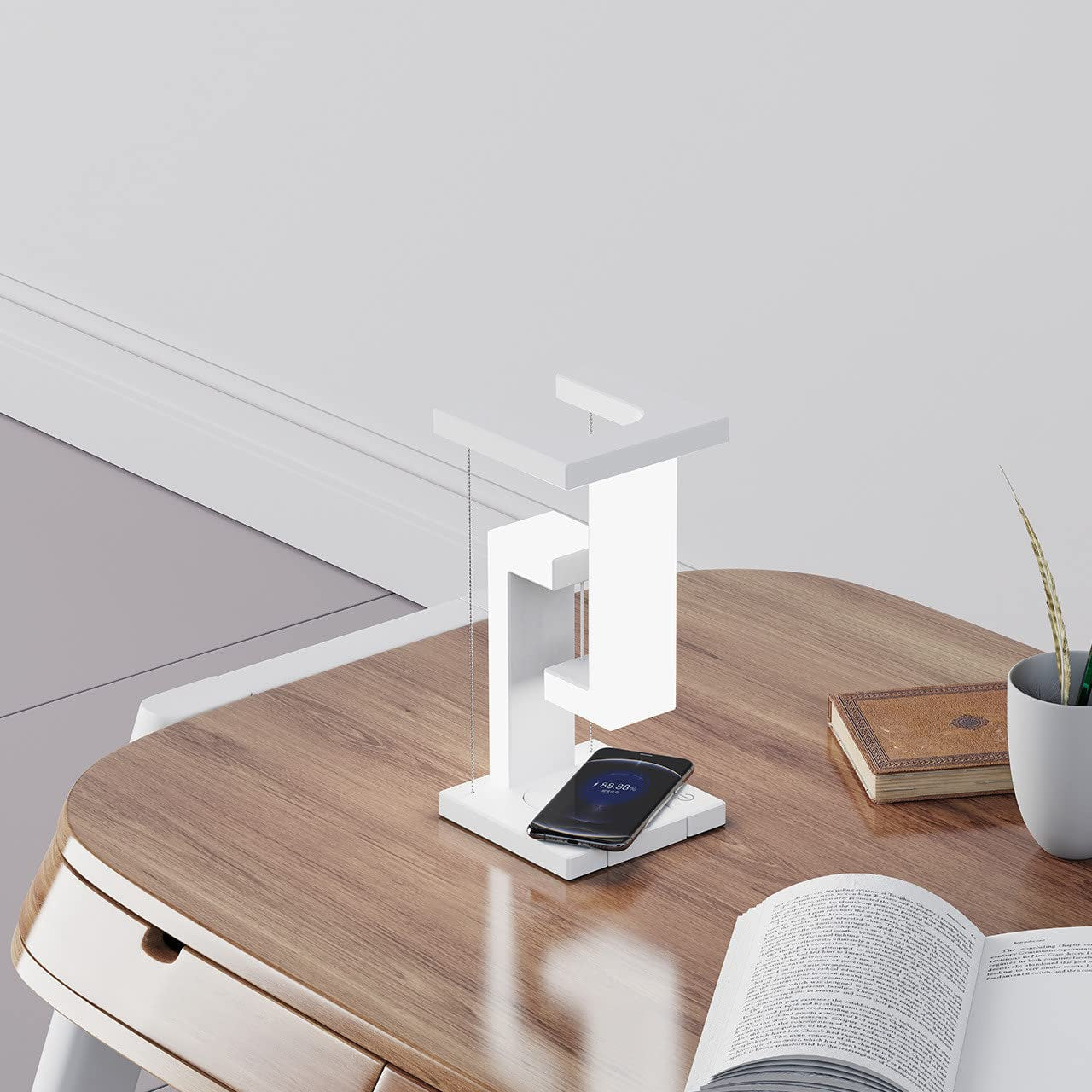 Creative Smartphone Wireless Charging Suspension Table Balance Floating Lamp