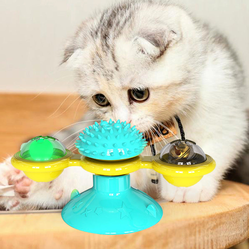 Multi-Function Cat Rotating Windmill Itch/ Scratching/ Teeth Shining Toy