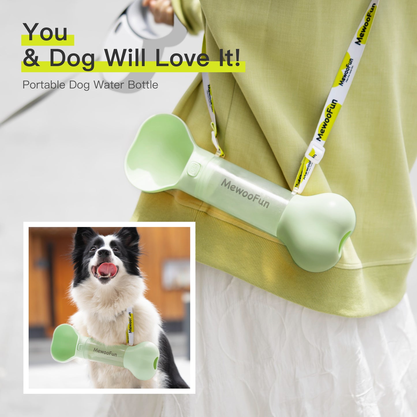 Pet Water Bottle/Feeder Bowl With Waste Bag Compartment