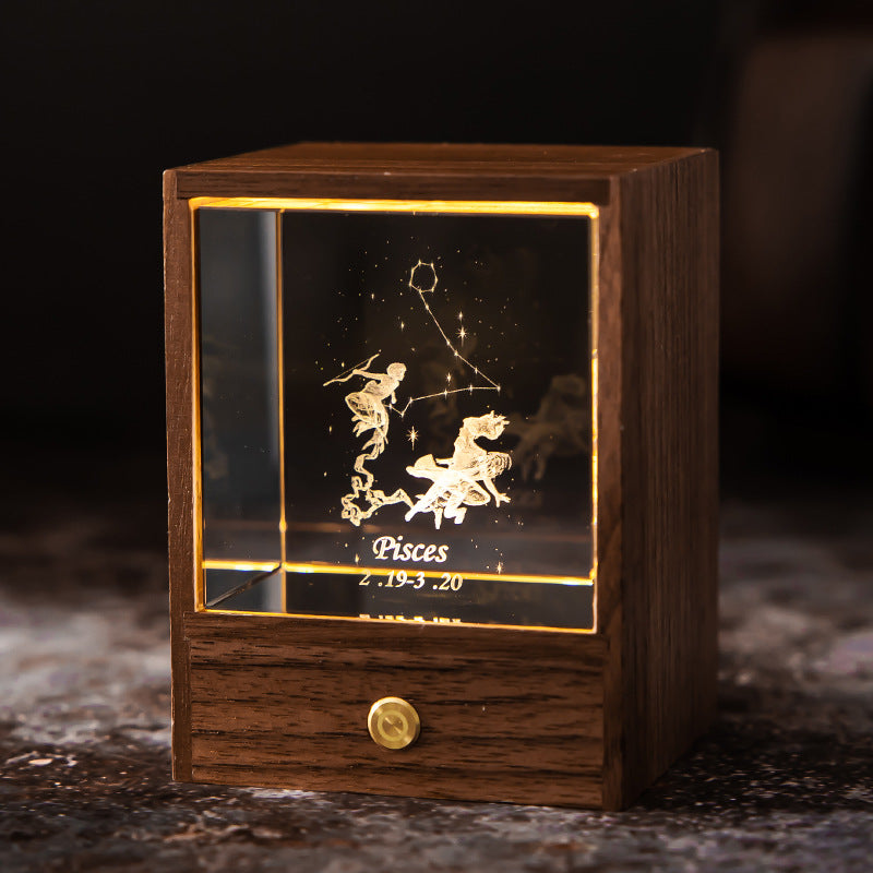 Astrological Signs Crystal LED USB Power Table Lamp