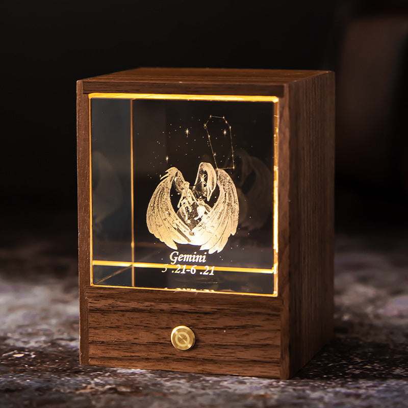 Astrological Signs Crystal LED USB Power Table Lamp