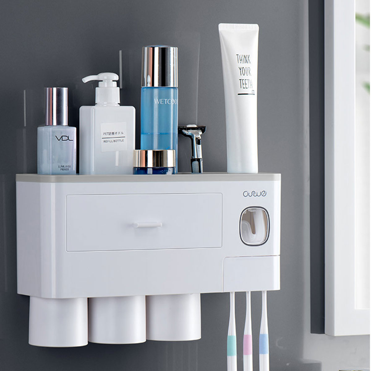 Non-marking Hanging Magnetic Toothbrush Holder
