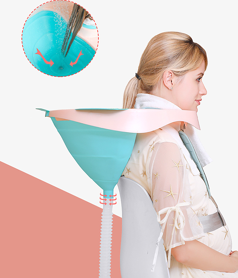 Portable Foldable Silicone Shampoo Basin with Drain Tube