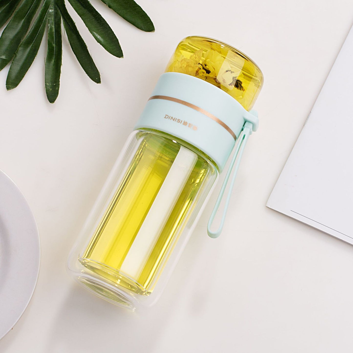 Leakproof Double Glass Water Bottle With Tea Infuser Filter