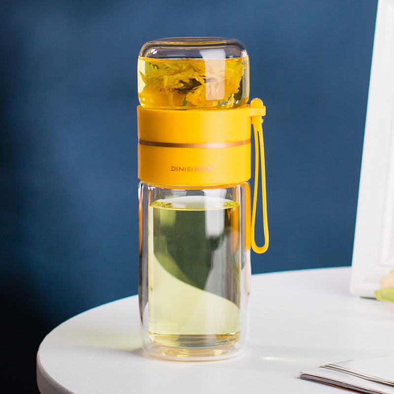 Leakproof Double Glass Water Bottle With Tea Infuser Filter