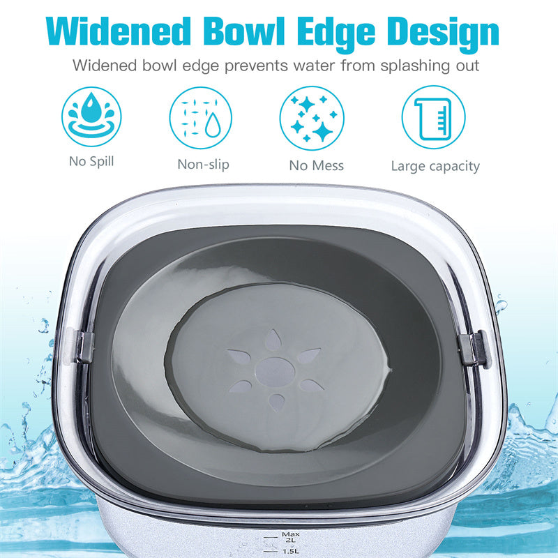 70oz Transparent Spill Proof Dog Water Bowl