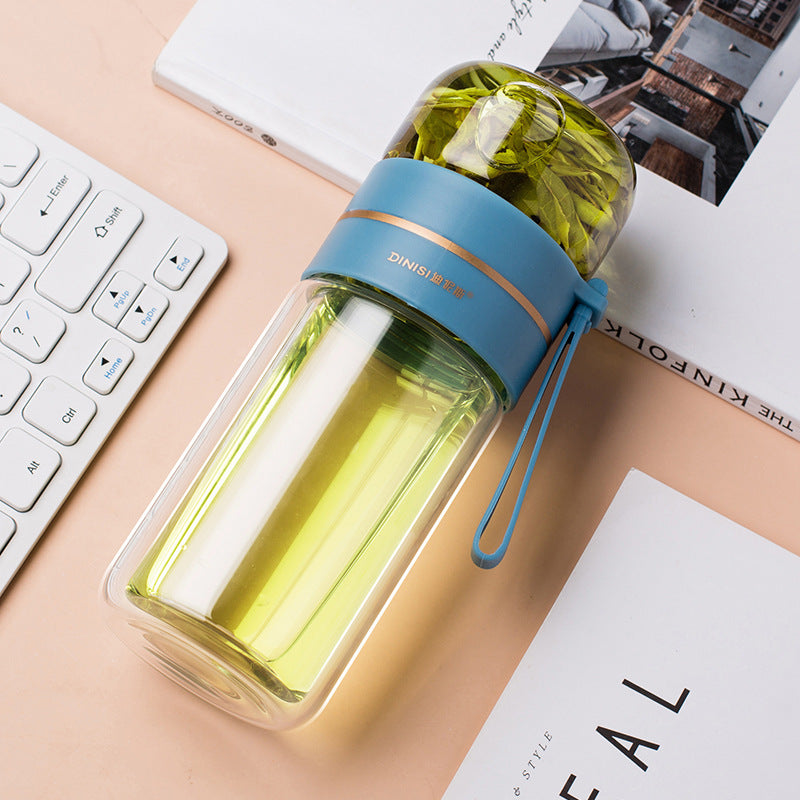 Leakproof Double Glass Water Bottle With Tea Infuser Filter