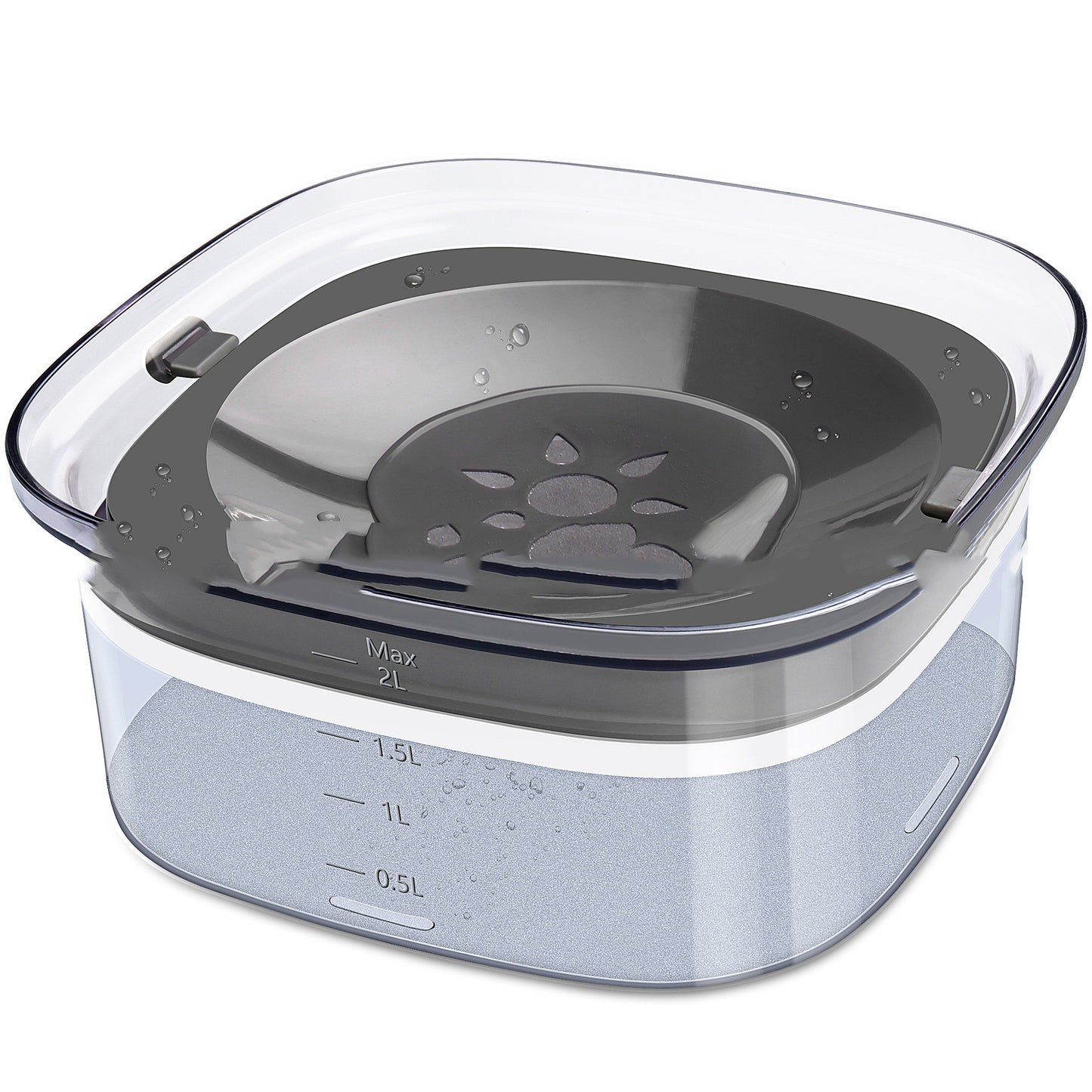 70oz Transparent Spill Proof Dog Water Bowl
