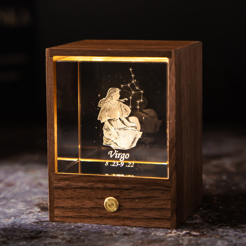 Astrological Signs Crystal LED USB Power Table Lamp