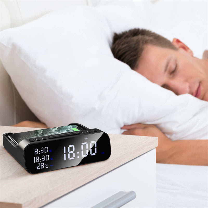15W Three-in-one Wireless Charger Temperature Tester Multi Alarm Clock