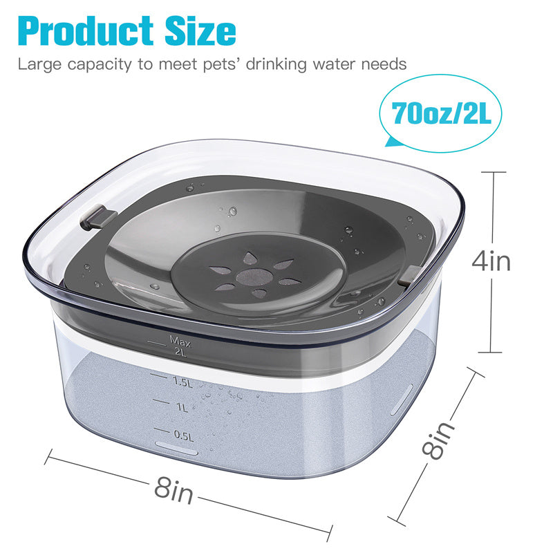 70oz Transparent Spill Proof Dog Water Bowl