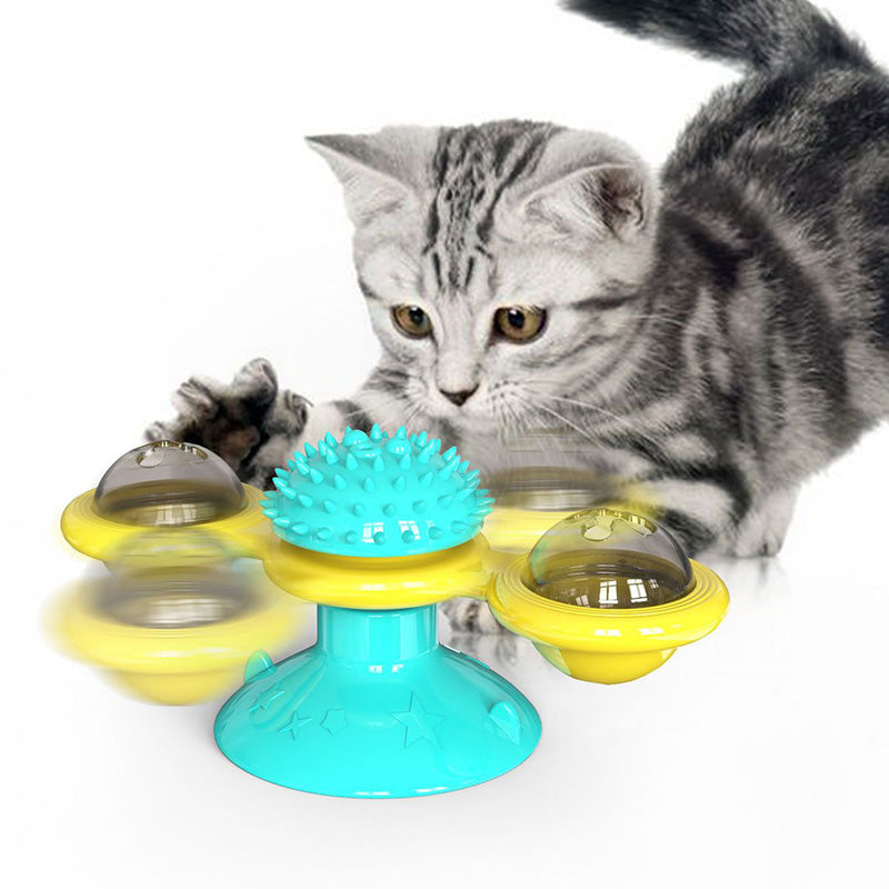 Multi-Function Cat Rotating Windmill Itch/ Scratching/ Teeth Shining Toy