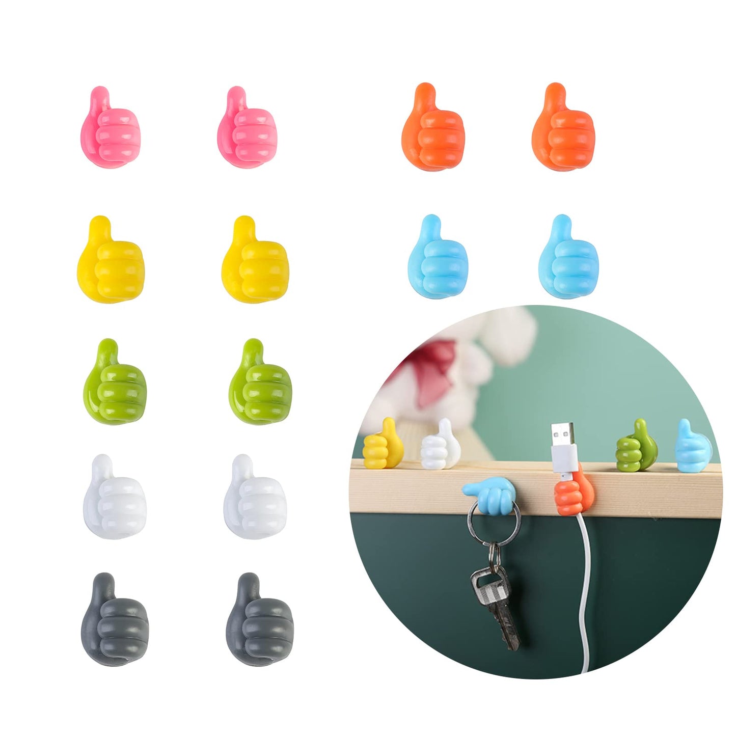 Multifunctional Thumb Hooks Wire Organizer Wall Hooks