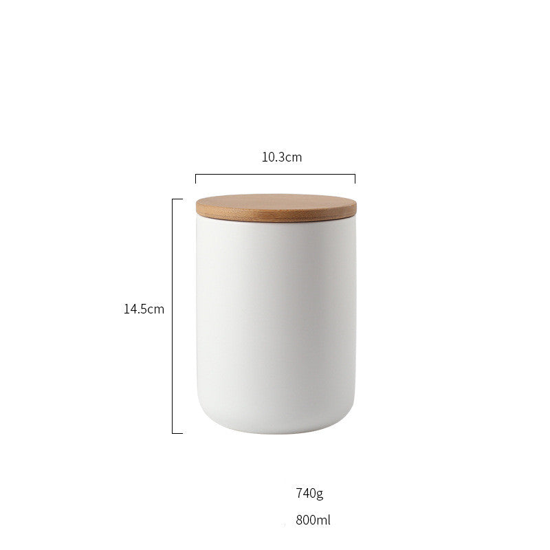 Ceramic Storage Jar With Wooden Lid