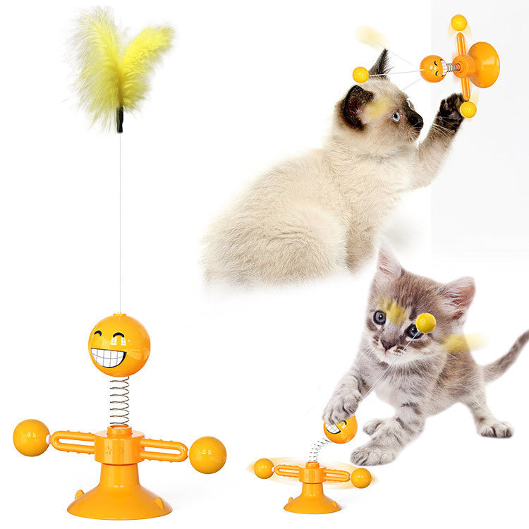 Multi-Function Cat Rotating Windmill Itch/ Scratching/ Teeth Shining Toy