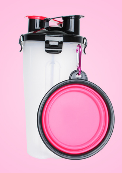 2 In 1 Pet Water Bottle Dispenser & Silicone Bowl