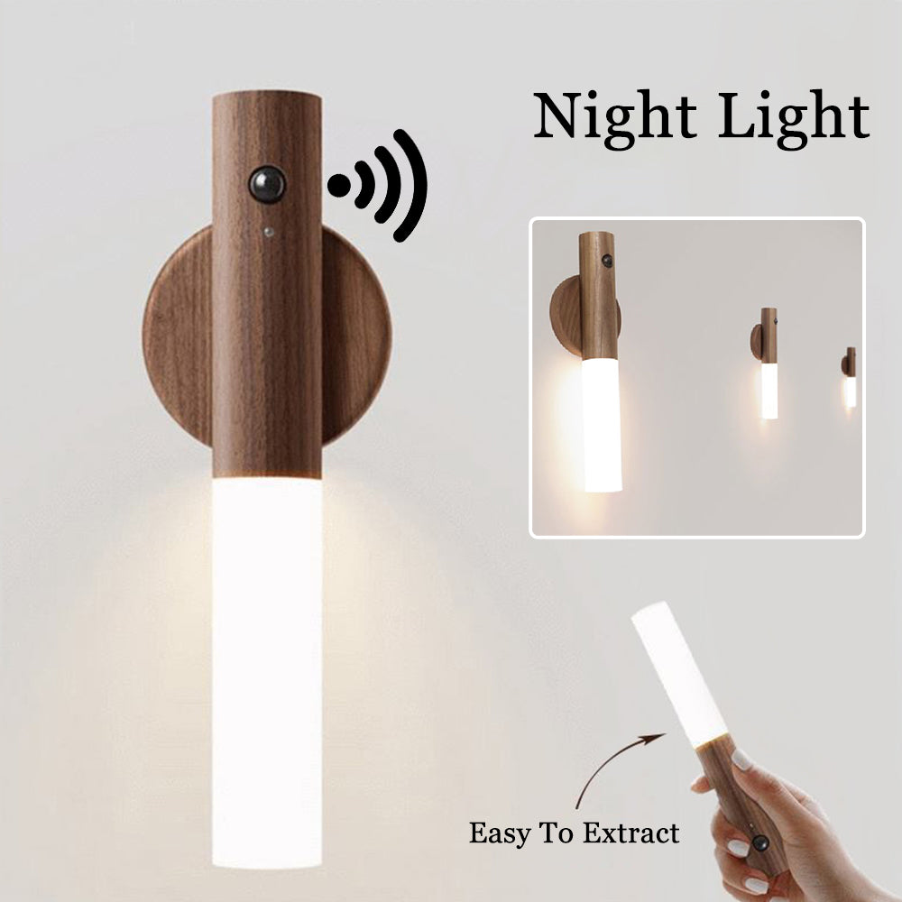 Wireless Auto LED USB Rechargeable Magnetic Wood Sensor Activated Night Light
