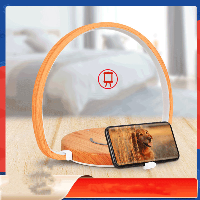Wooden Clock Bedside Table Lamp