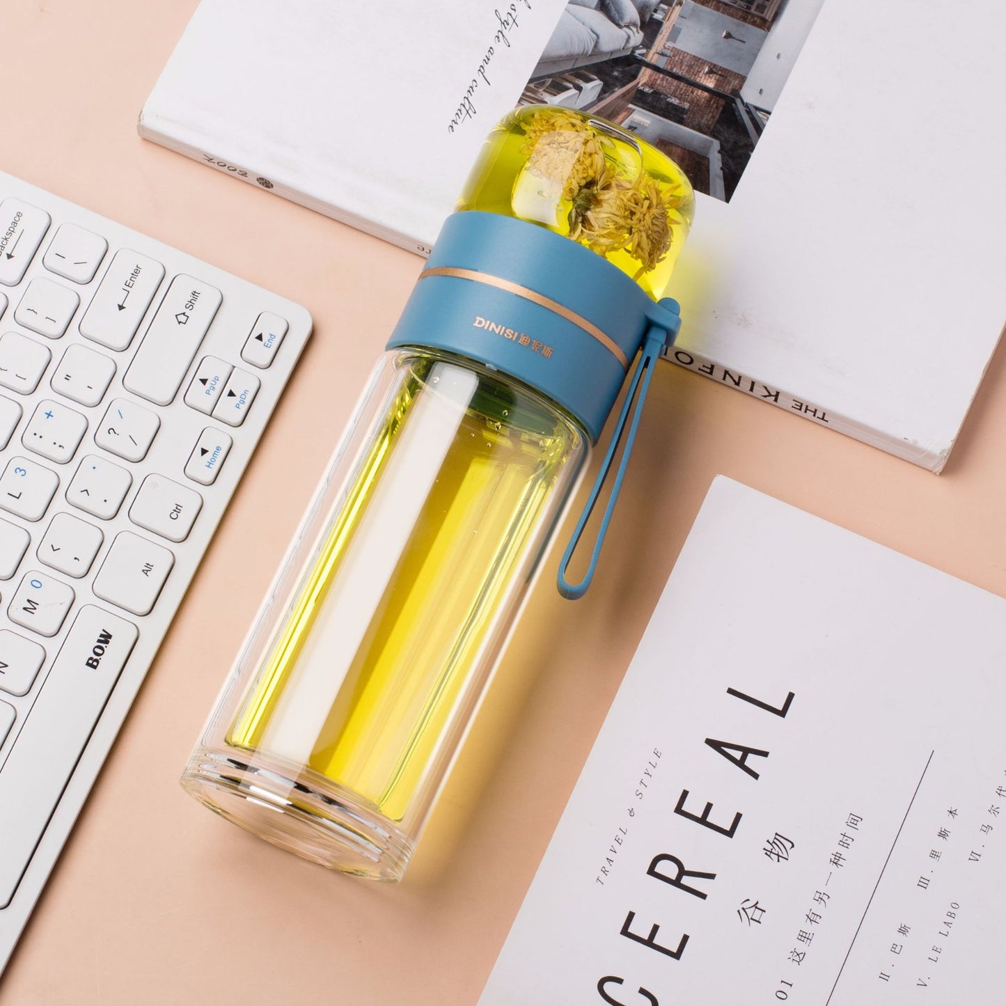 Leakproof Double Glass Water Bottle With Tea Infuser Filter