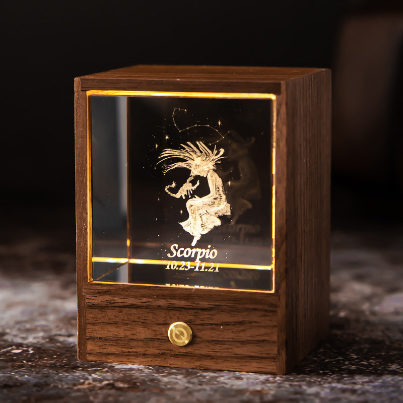 Astrological Signs Crystal LED USB Power Table Lamp